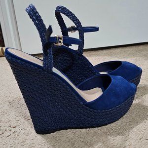 Aldo Blue Suede Espadrilles Wedges